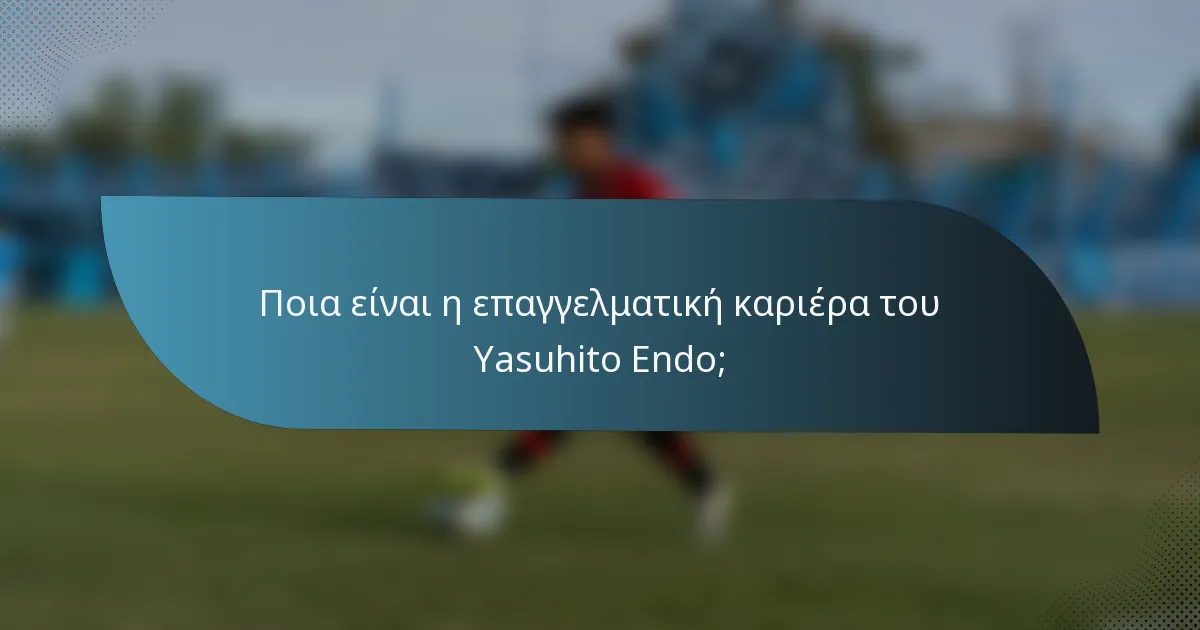 Ποια είναι η επαγγελματική καριέρα του Yasuhito Endo;