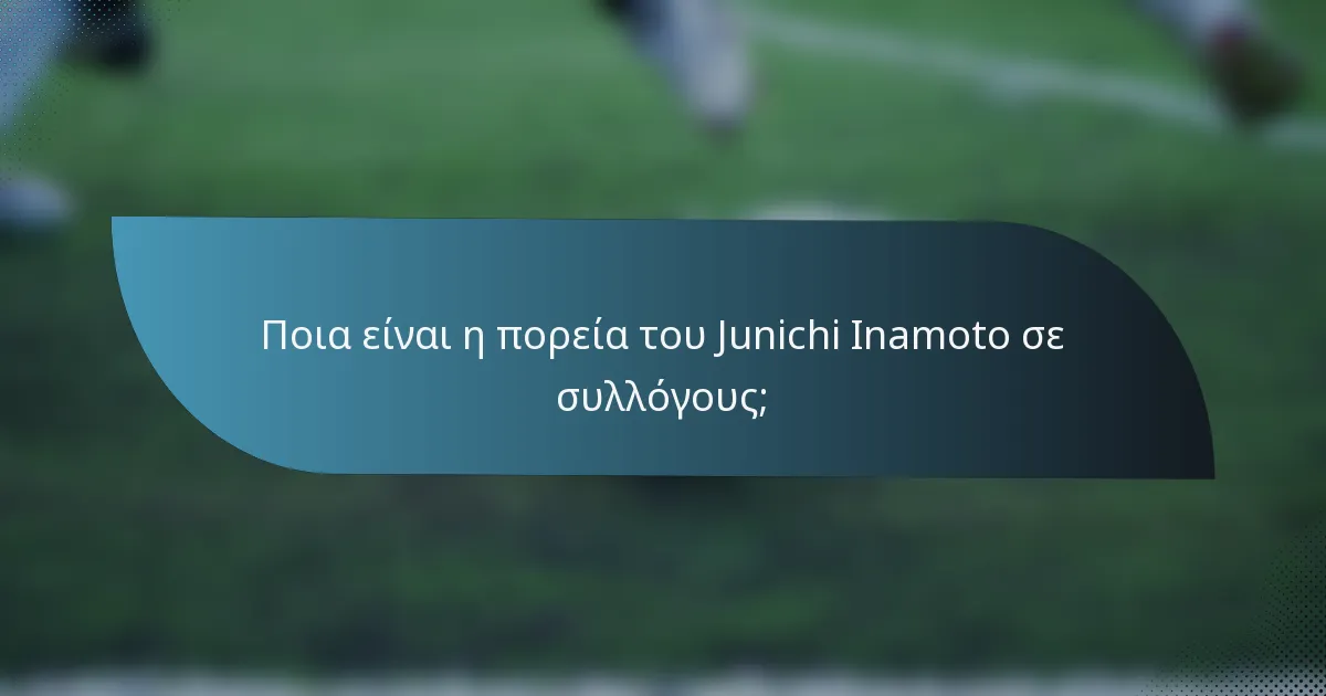 Ποια είναι η πορεία του Junichi Inamoto σε συλλόγους;