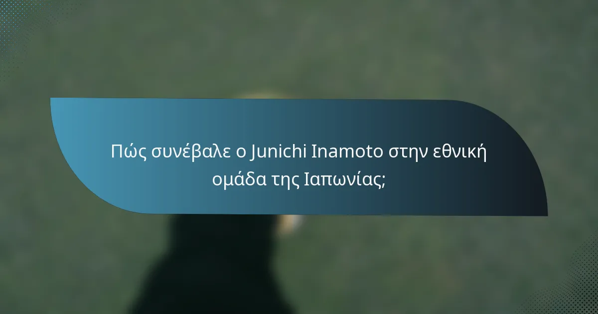 Πώς συνέβαλε ο Junichi Inamoto στην εθνική ομάδα της Ιαπωνίας;